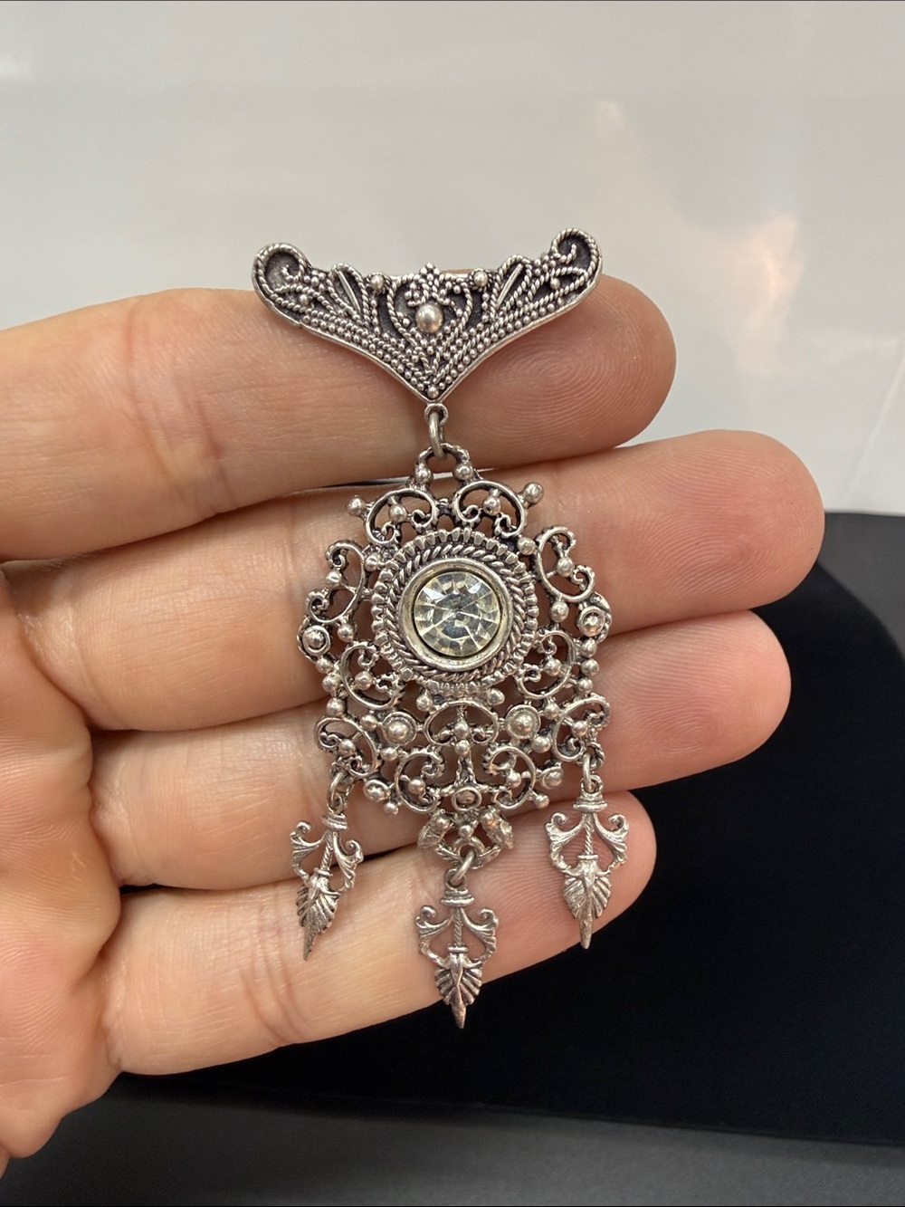 Gorgeous Sterling Silver 925 Filigree Brooch